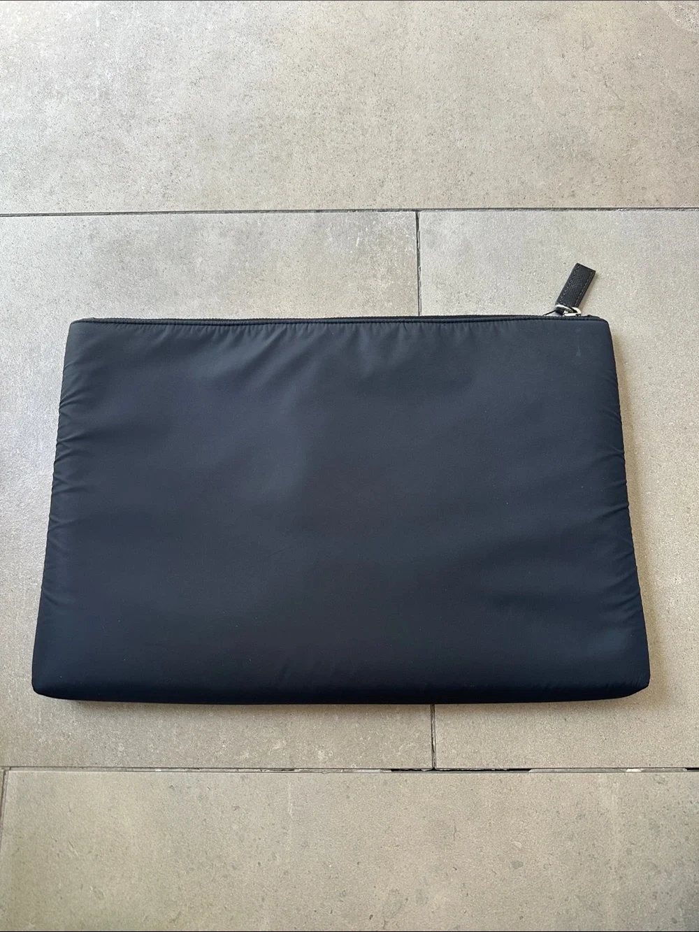 Prada Tessuto Black Nylon Clutch Bag Laptop Sleeve Silver hardware AUTH